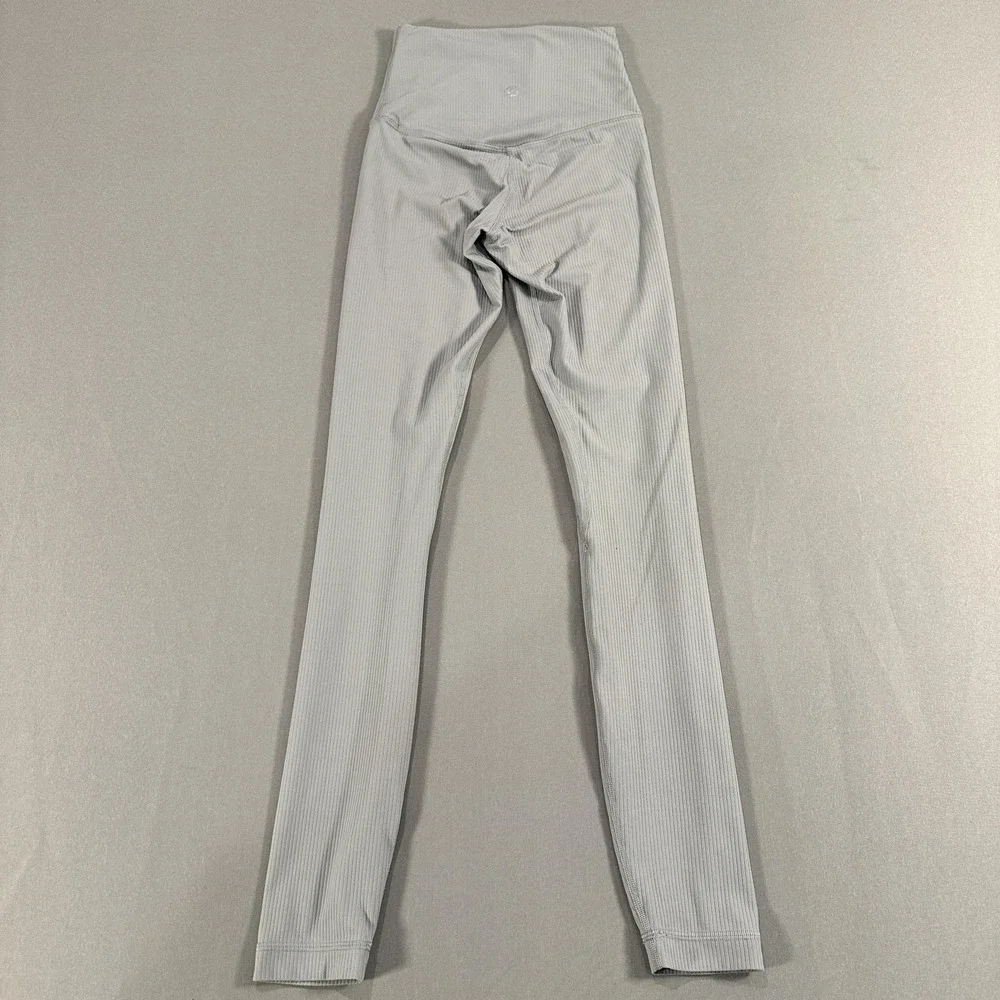 Lululemon Leggings Womens 0 Gray High Rise Ankle Ribbed Nylon Spandex Yoga Gym
